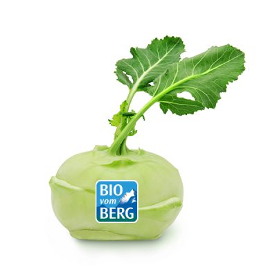 Kohlrabi with leaves on isolated white backround